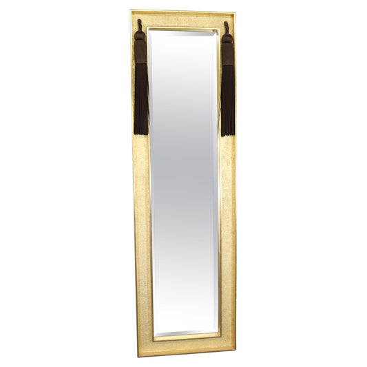 Hollywood Regency Gold Textured Beveled Full Length Wall Pier Mirror