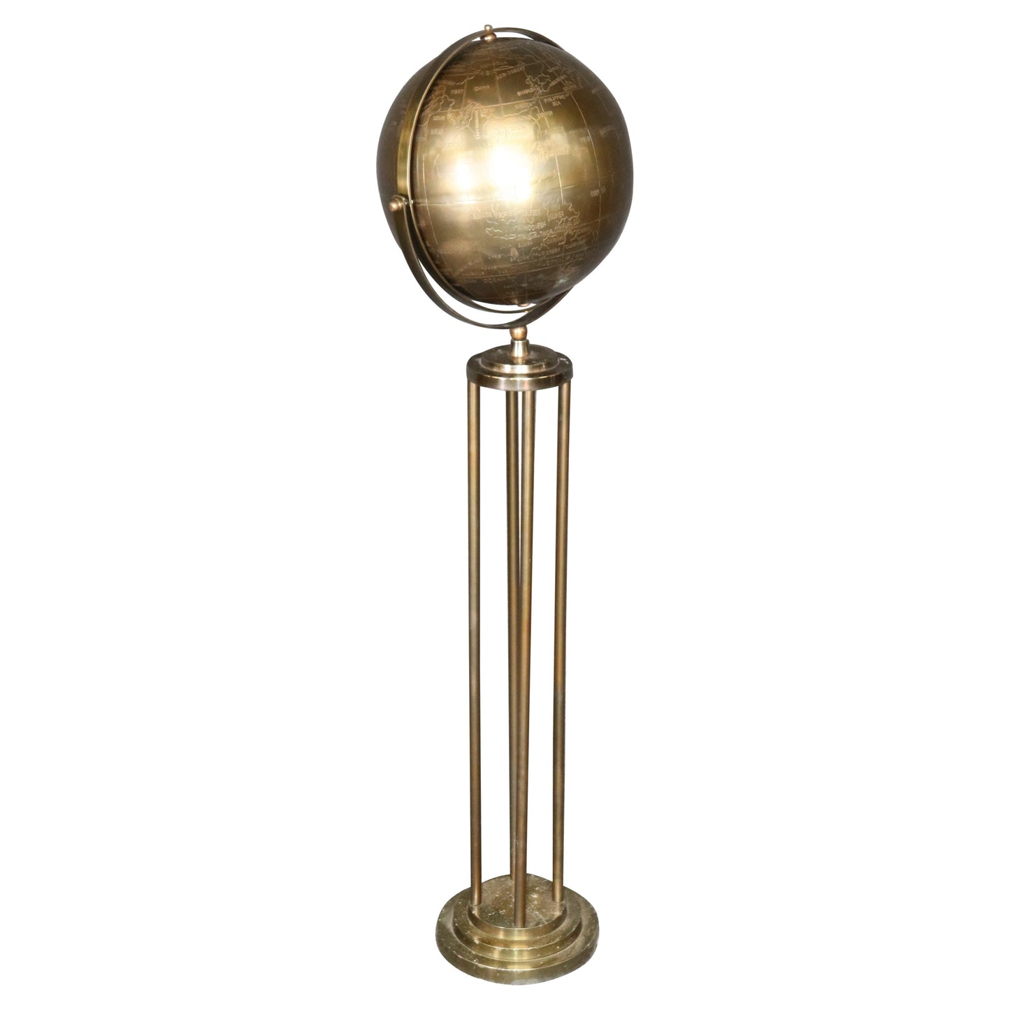 Mid-Century Modern Brass World Globe Sculpture, circa 1970