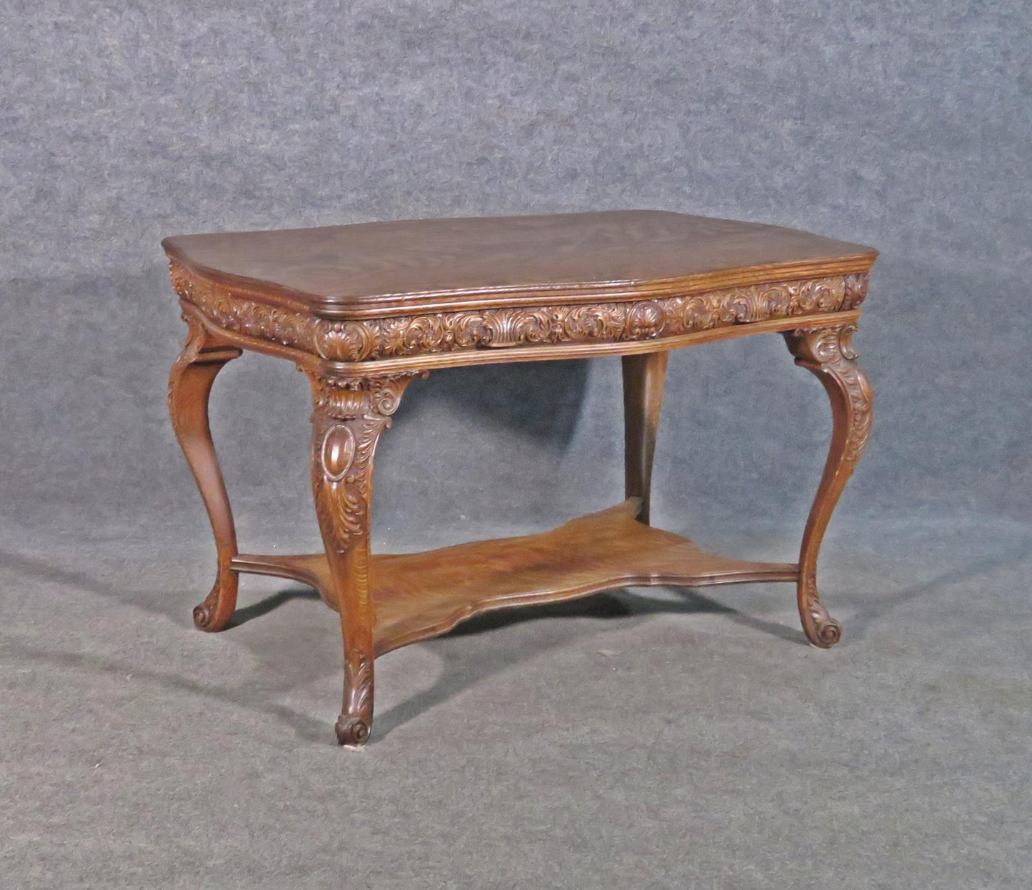 Circa 1890s Carved Solid oak Quarter Sawn Oak Victorian Center Table