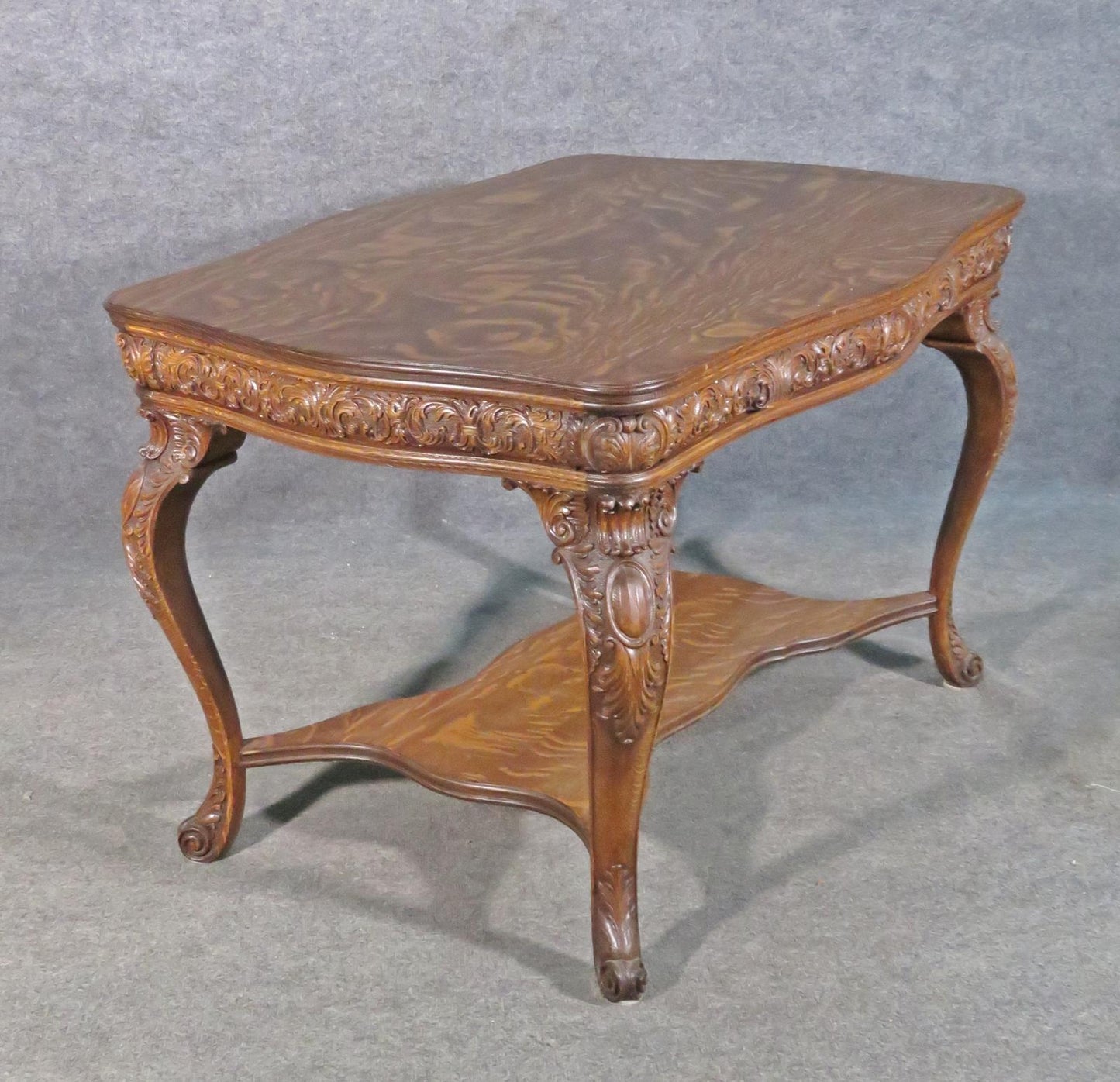 Circa 1890s Carved Solid oak Quarter Sawn Oak Victorian Center Table