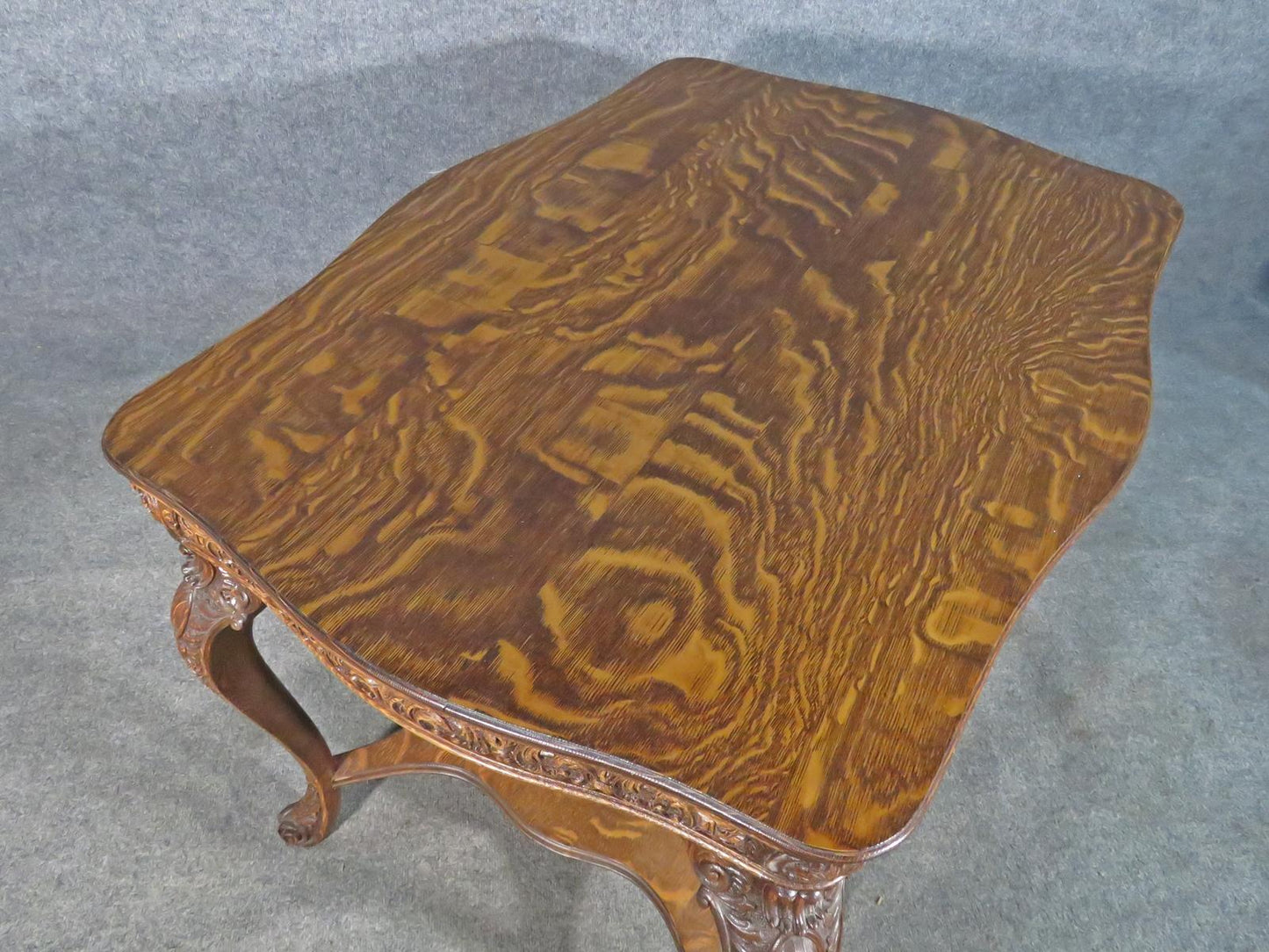 Circa 1890s Carved Solid oak Quarter Sawn Oak Victorian Center Table