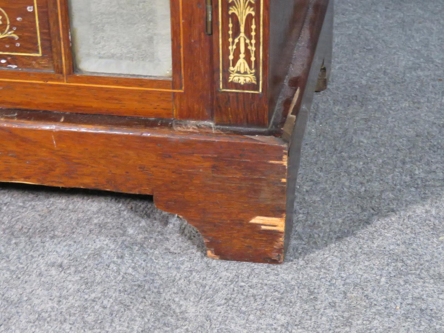 Bone Inlaid Edwardian Rosewood Mirrored Music Cabinet Circa 1910