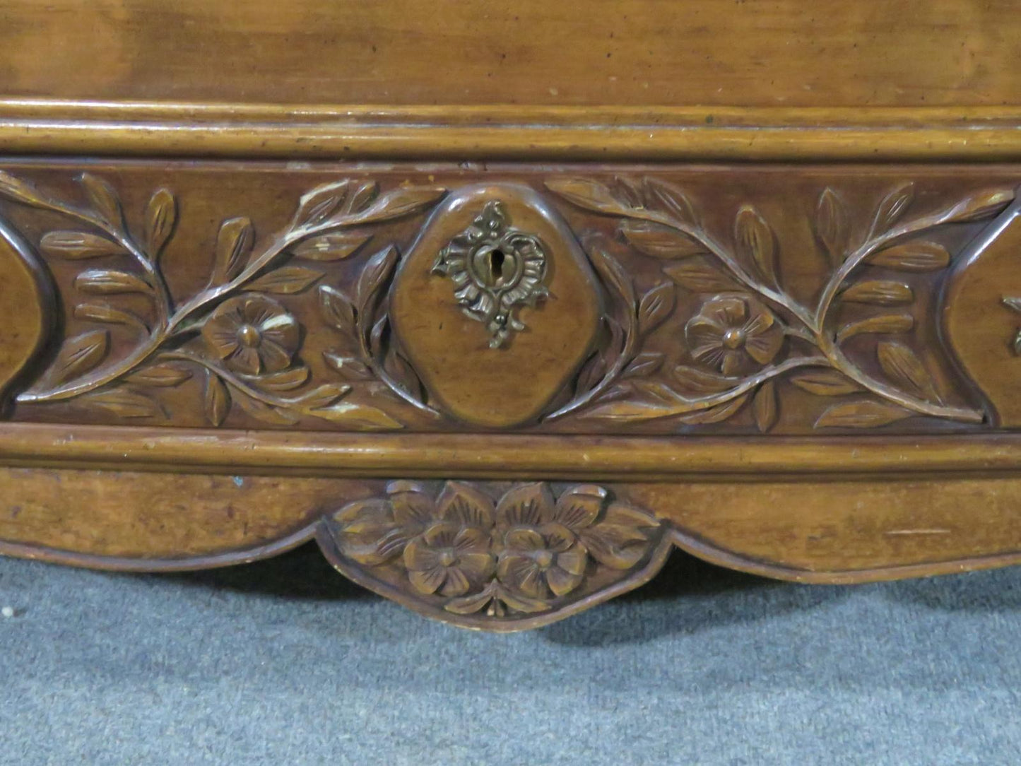 Carved Walnut Floral French Louis XV Style Commode Dresser