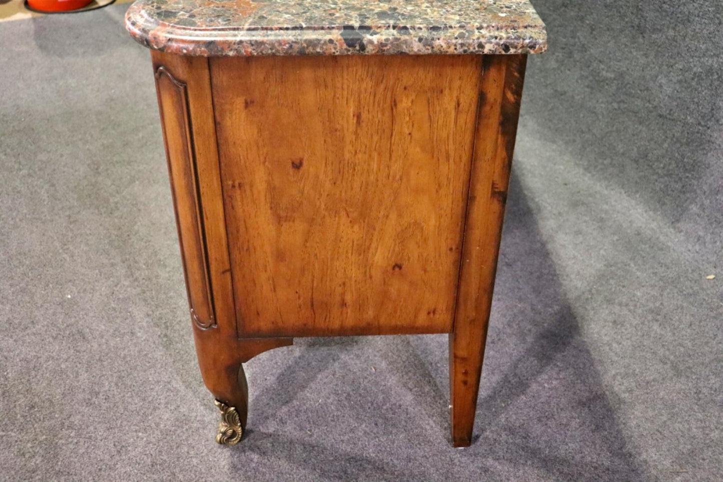 Henredon French Louis XV Walnut Marble Top TV Stand Dresser Commode