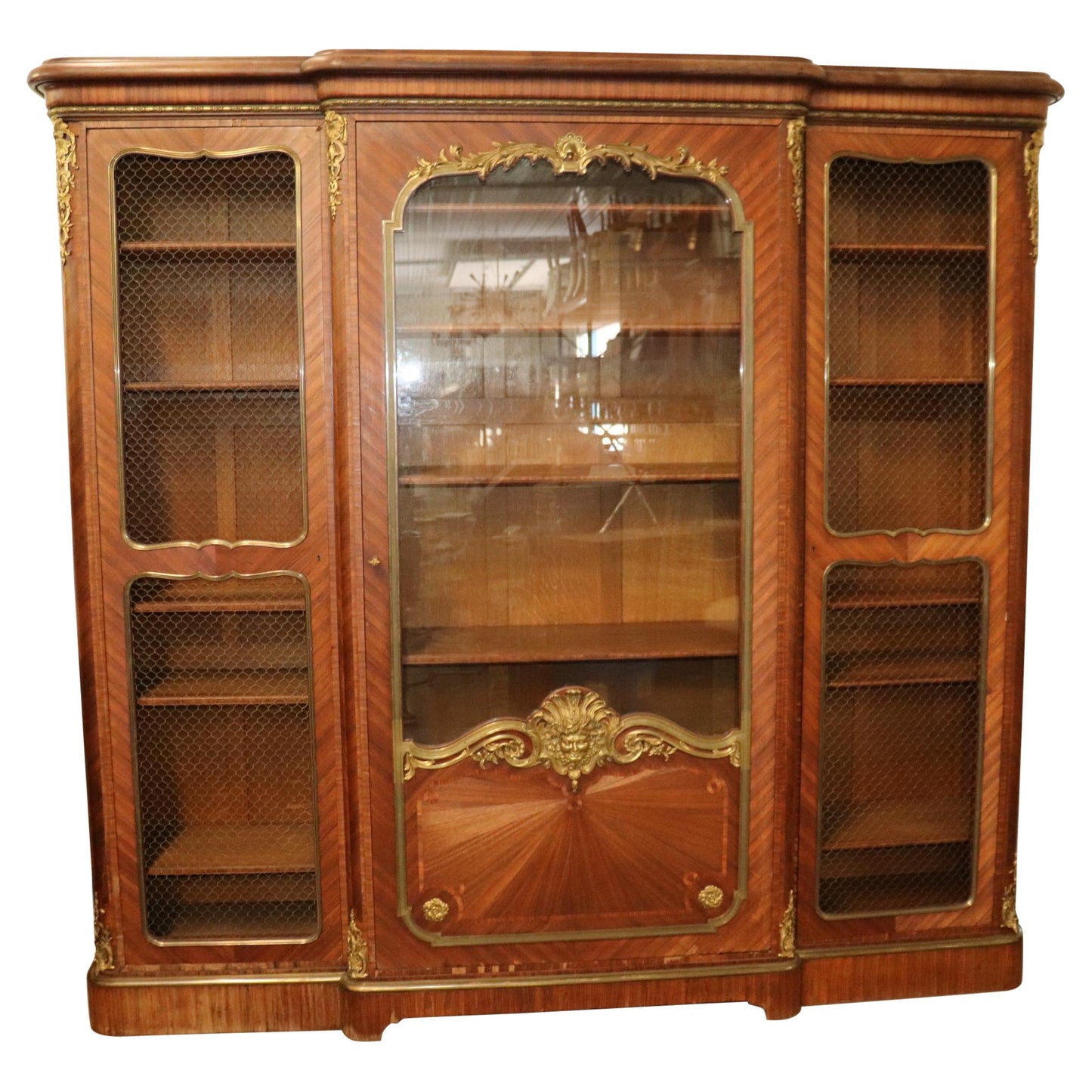 Rare Signed Paul Sormani Three Door Bronze Mounted China Cabinet Vitrine