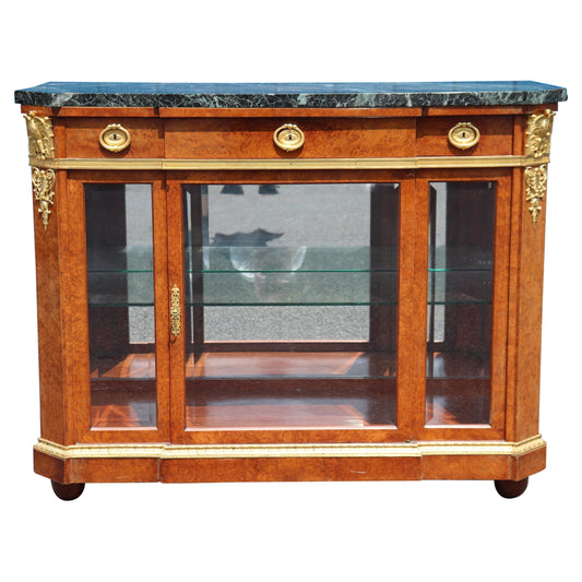 Maison Krieger Attributed Gilt Dor'e Bronze Verdi Marble Beveled Glass Buffet