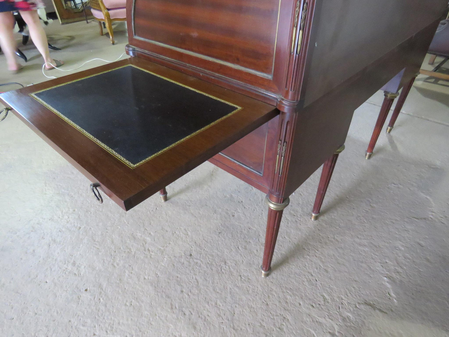 Large Maison Jansen Directoire Mahogany and Bronze Ormolu Cylinder Desk