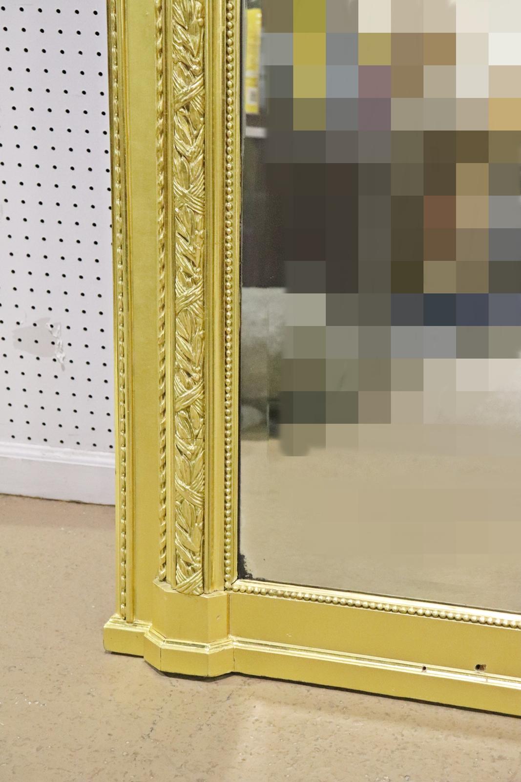 Monumental Gilded French Louis XV Trumeau Mirror with Planter Base Circa 1890