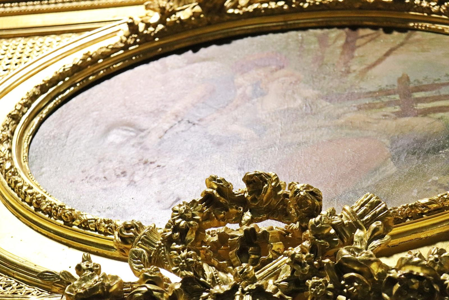 Monumental Gilded French Louis XV Trumeau Mirror with Planter Base Circa 1890