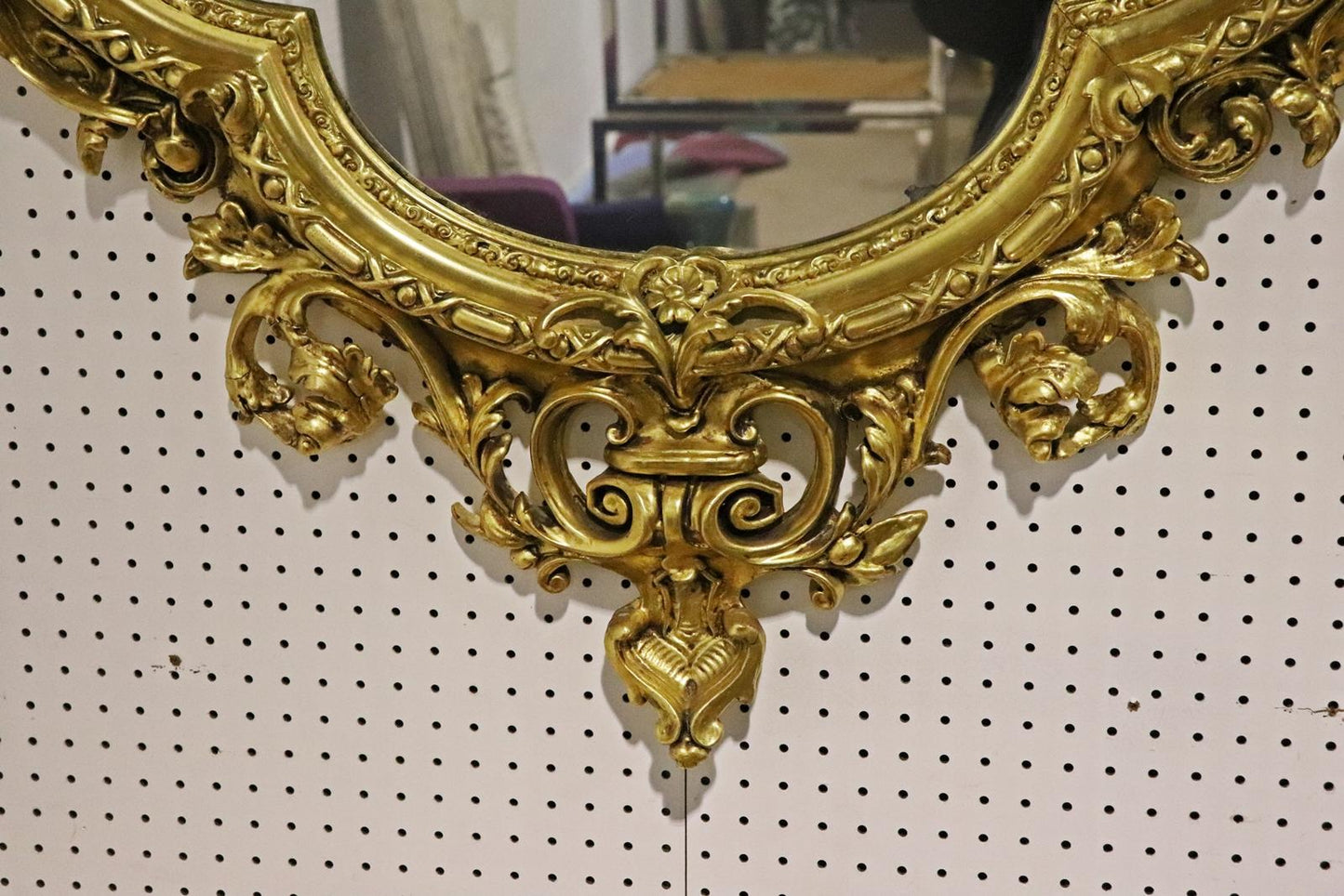 Monumental Gilded French Louis XV Mantle Buffet Wall Mirror circa 1920