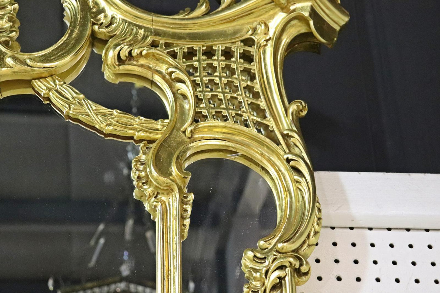 Palatial French Louis XV Gilded Tall Pier Mirror with Umbrella Holder circa 1890