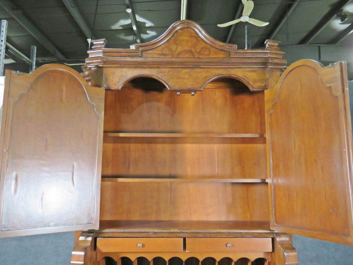 Fine Palermo Inlaid Burled Walnut Secretary Desk with Bookcase Top