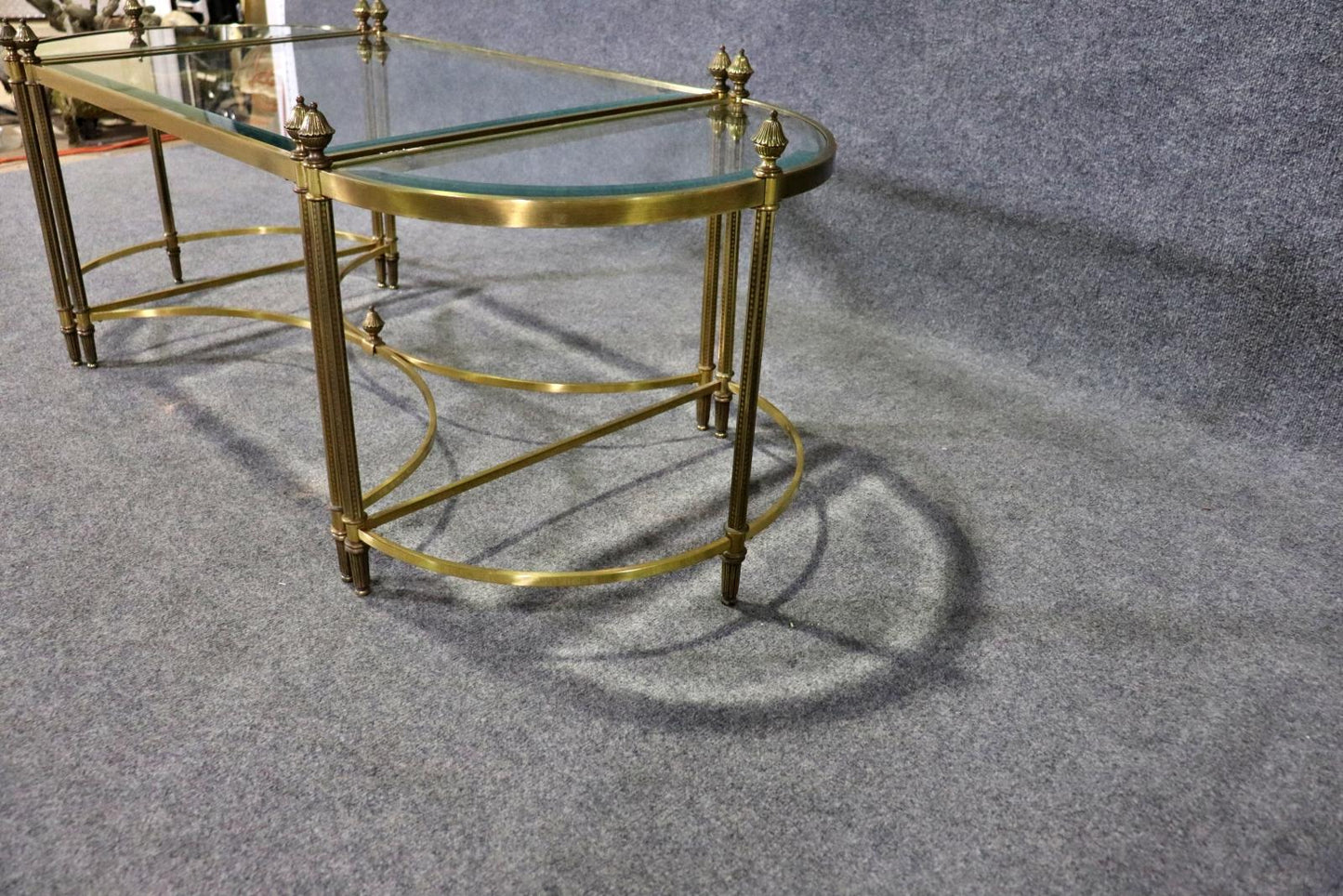 Maison Jansen Style 3 Piece Banquet Coffee Table in Brass