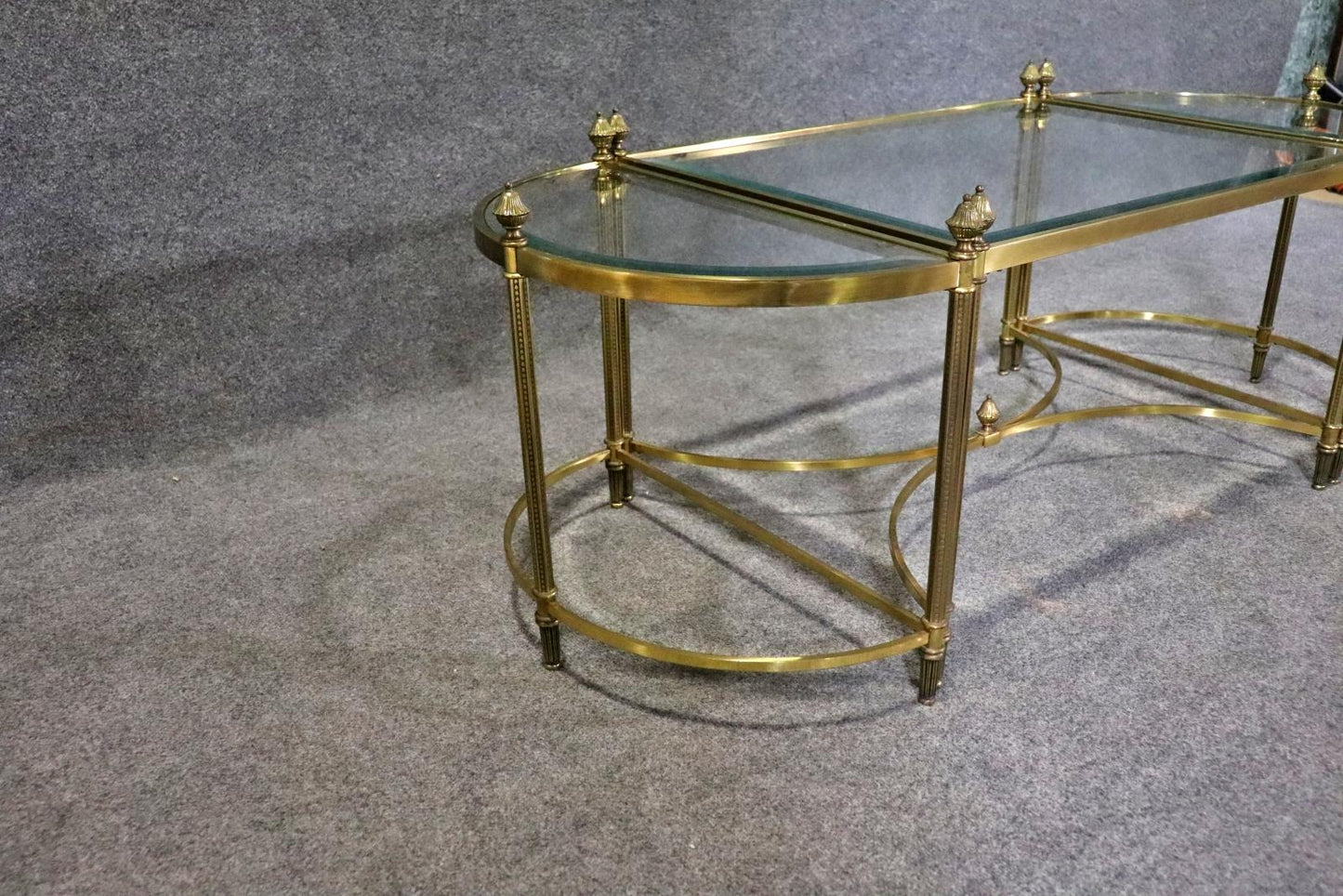 Maison Jansen Style 3 Piece Banquet Coffee Table in Brass