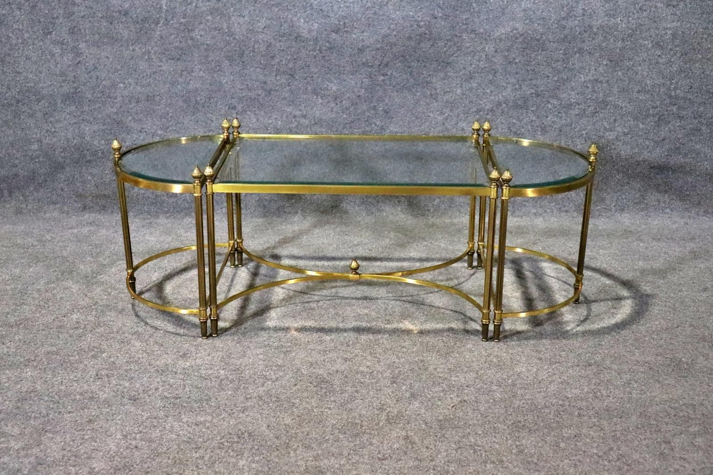 Maison Jansen Style 3 Piece Banquet Coffee Table in Brass