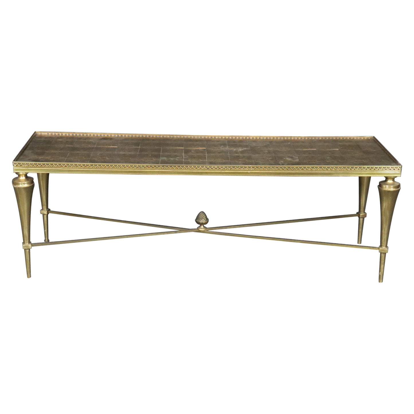 Superb Brass Directoire Style Coffee Table Attributed to Maison Jansen