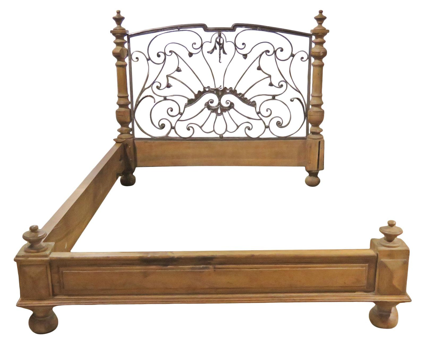 Napoleonic Style Solid Walnut and Iron Queen Width Bed Circa 1820s