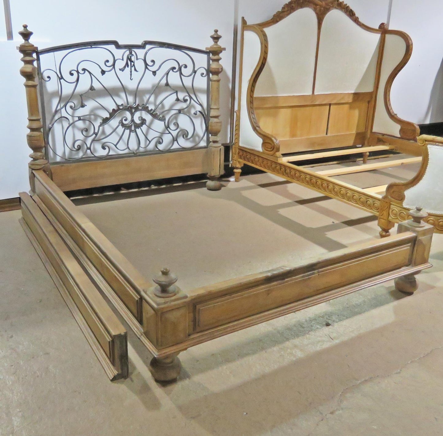 Napoleonic Style Solid Walnut and Iron Queen Width Bed Circa 1820s