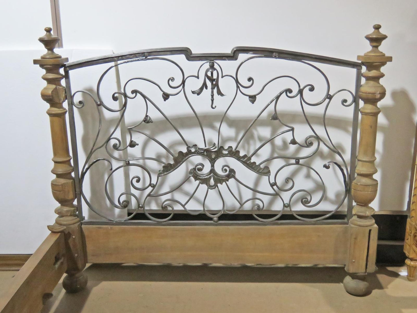 Napoleonic Style Solid Walnut and Iron Queen Width Bed Circa 1820s