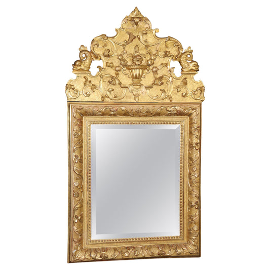 Superb Giltwood French Louis XV Antique 1820s Era Wall Mirror
