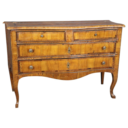 Antique Olive Wood Italian-Made Louis XV Commode 1740s era