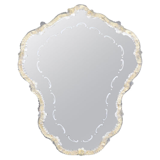 Superb Large Italian Murano Florette and Gold infused Glass Mirror