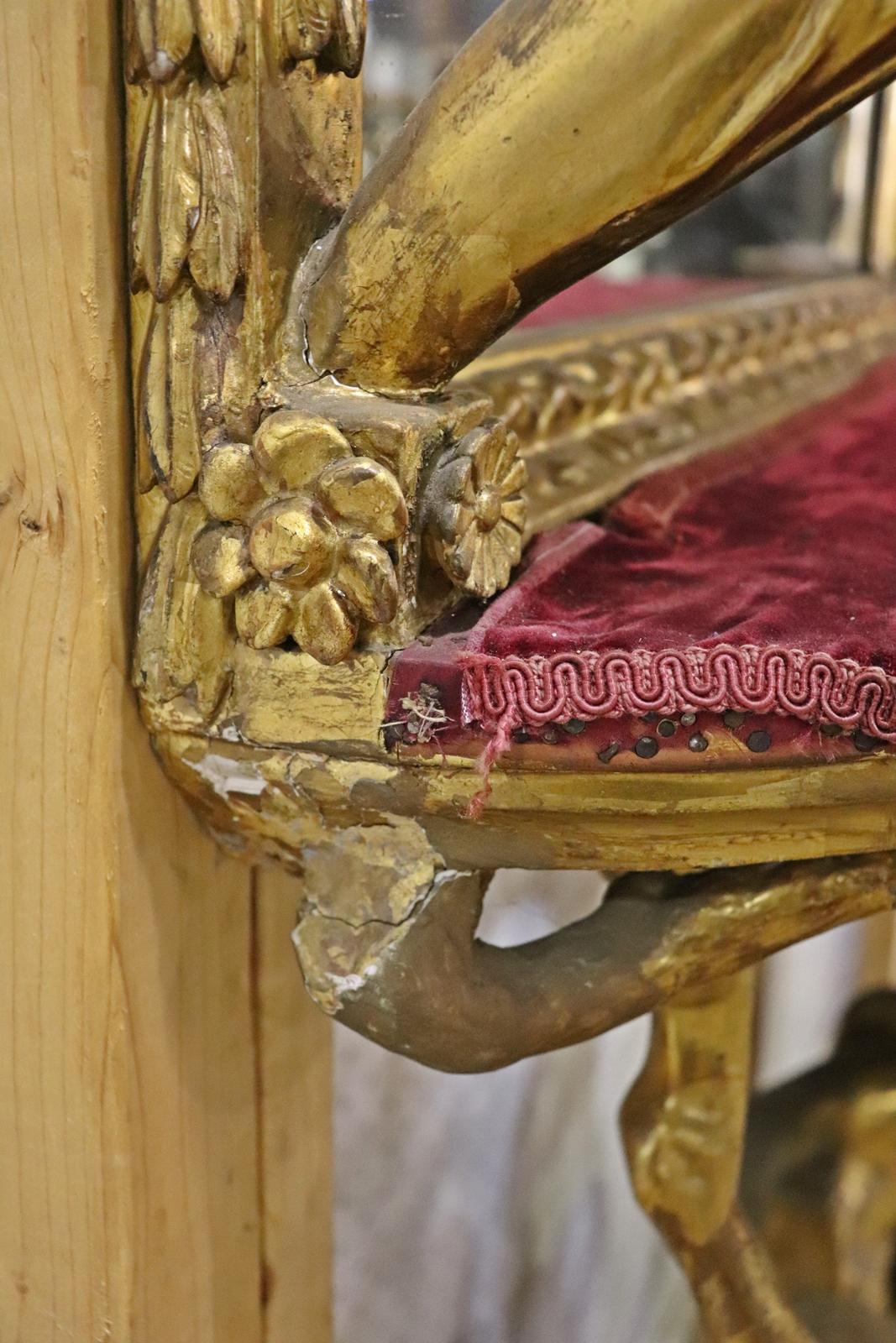 Gilded Palatial Mirrored Console Cabinet Vitrine with Putti