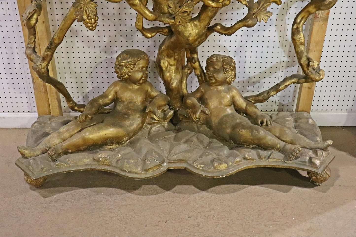 Gilded Palatial Mirrored Console Cabinet Vitrine with Putti