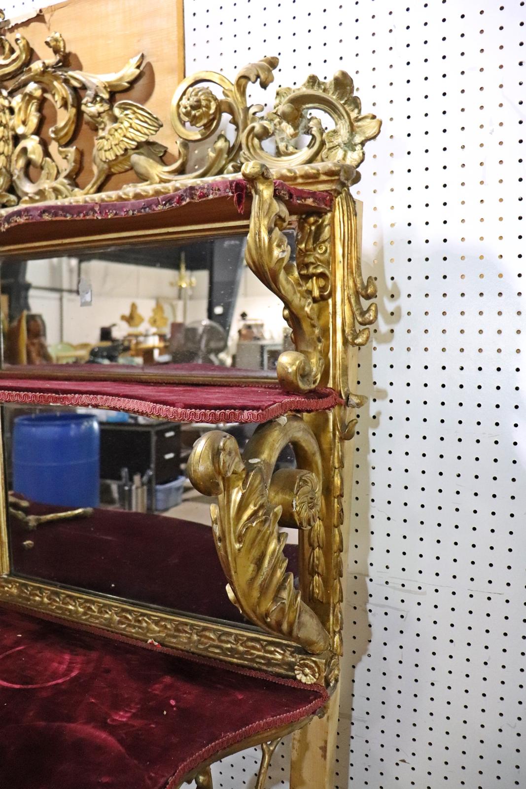 Gilded Palatial Mirrored Console Cabinet Vitrine with Putti