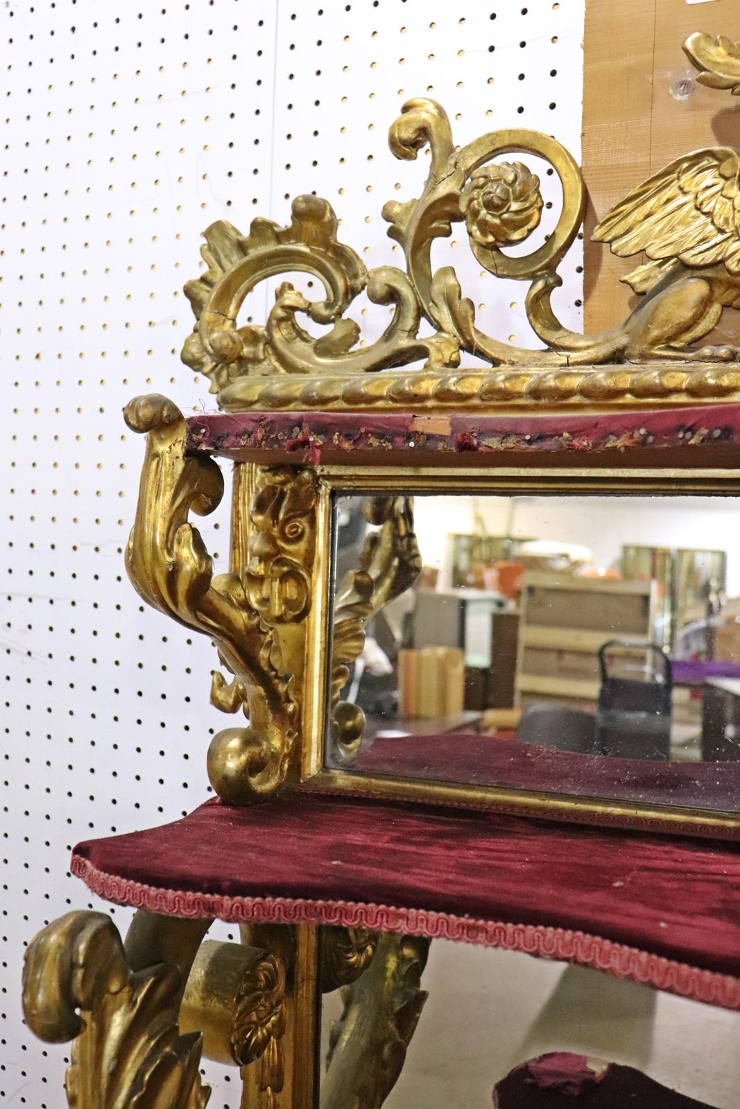 Gilded Palatial Mirrored Console Cabinet Vitrine with Putti