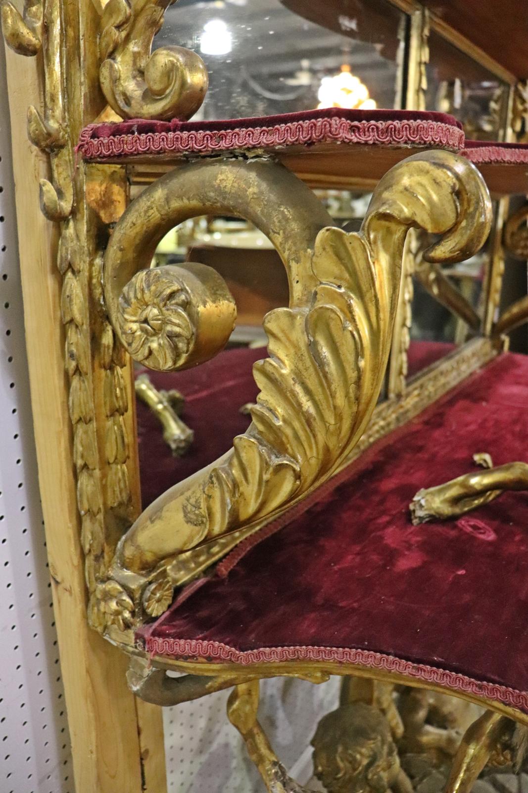 Gilded Palatial Mirrored Console Cabinet Vitrine with Putti