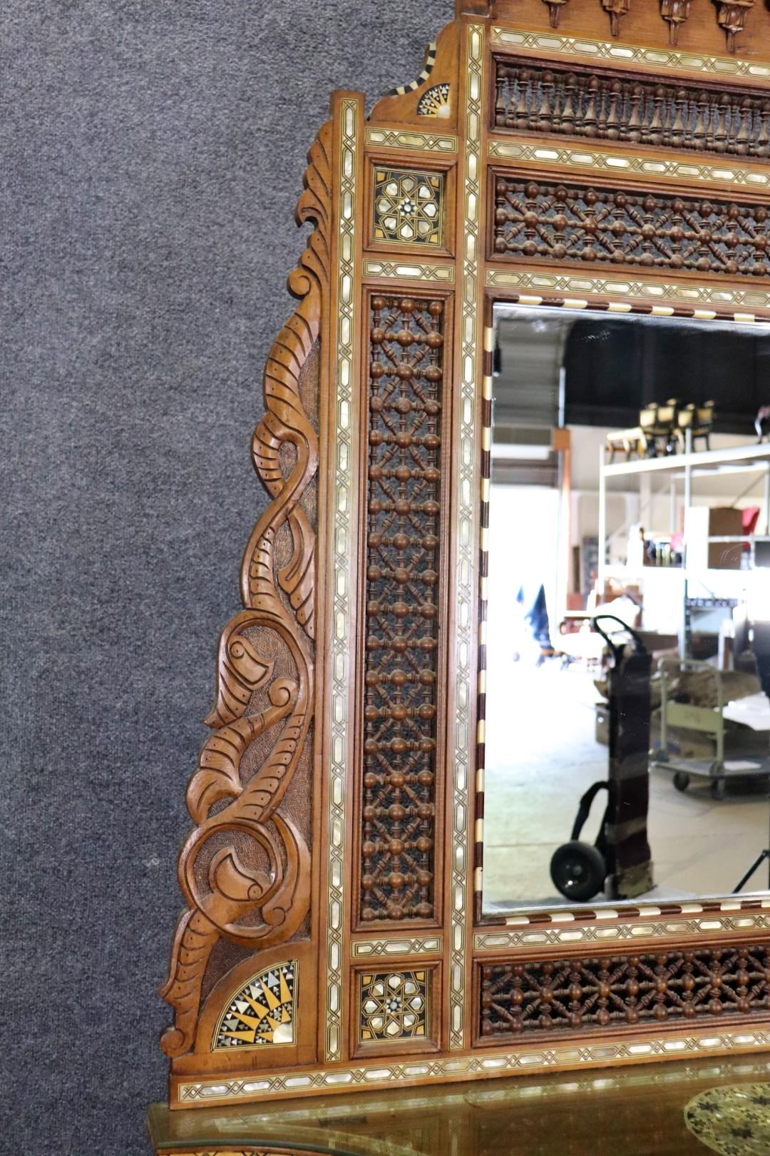 Extremely Rare Morrocan Inlaid Mirrored Vitrine Bookcase Circa 1890