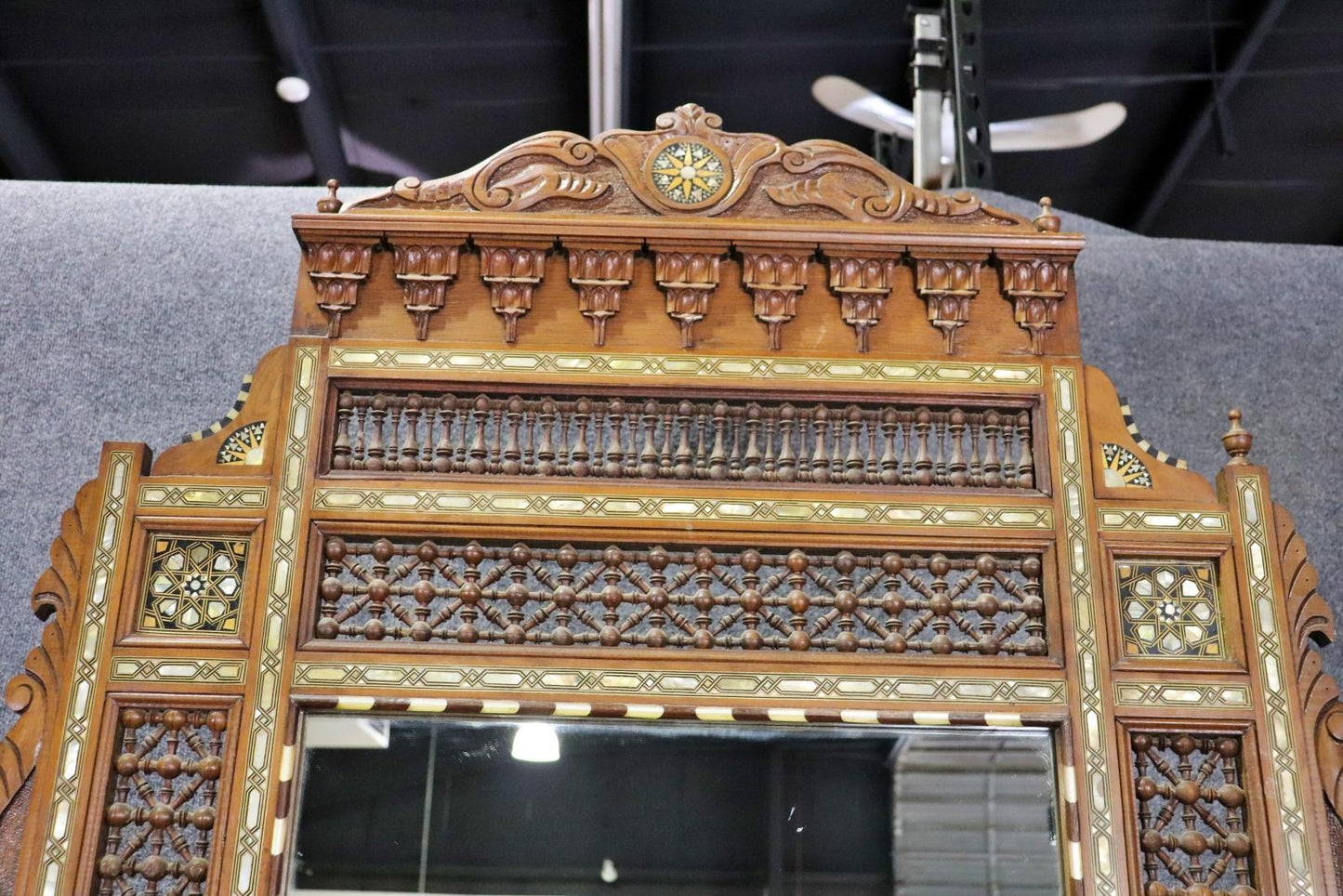 Extremely Rare Morrocan Inlaid Mirrored Vitrine Bookcase Circa 1890