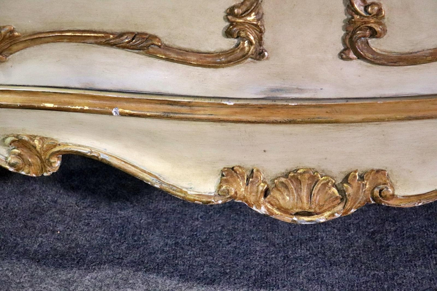 Pair of Italian Rococo Paint Decorated Creme and Giltwood Commodes