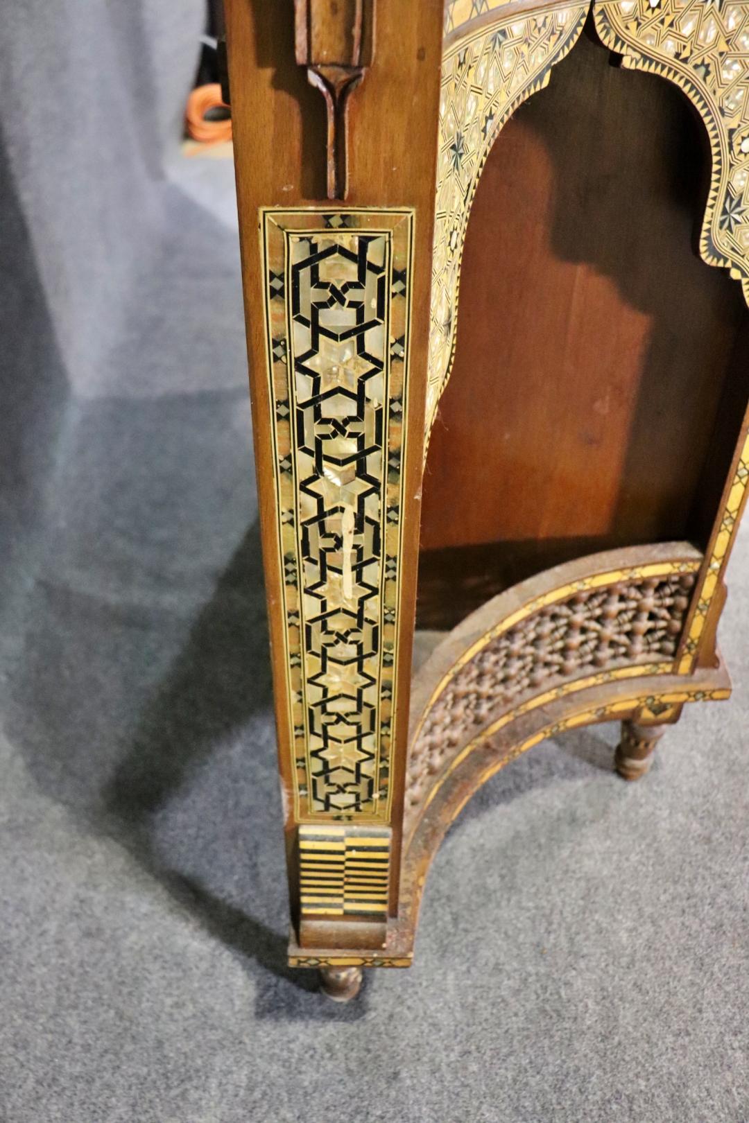 Extremely Rare Morrocan Inlaid Mirrored Vitrine Bookcase Circa 1890