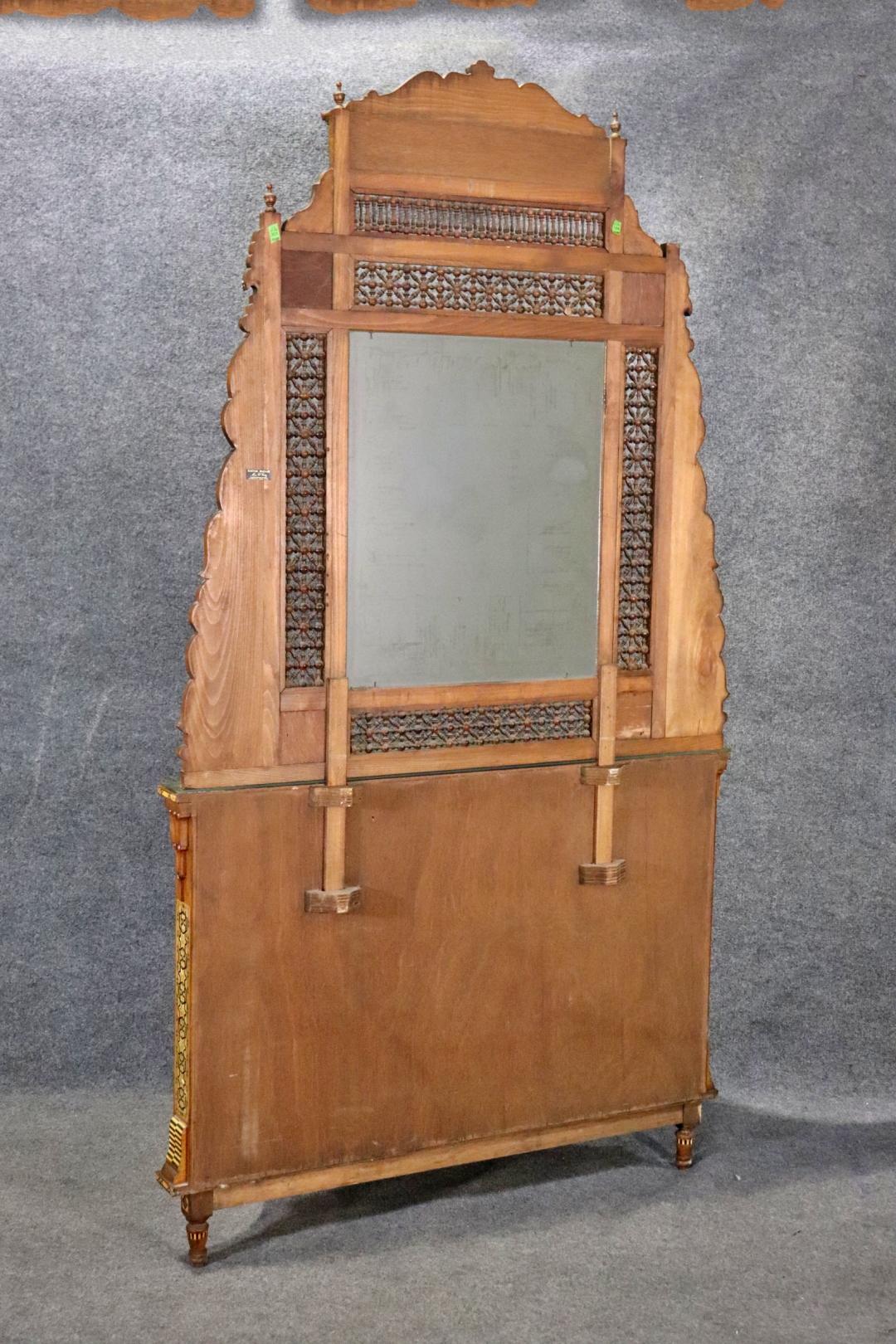 Extremely Rare Morrocan Inlaid Mirrored Vitrine Bookcase Circa 1890