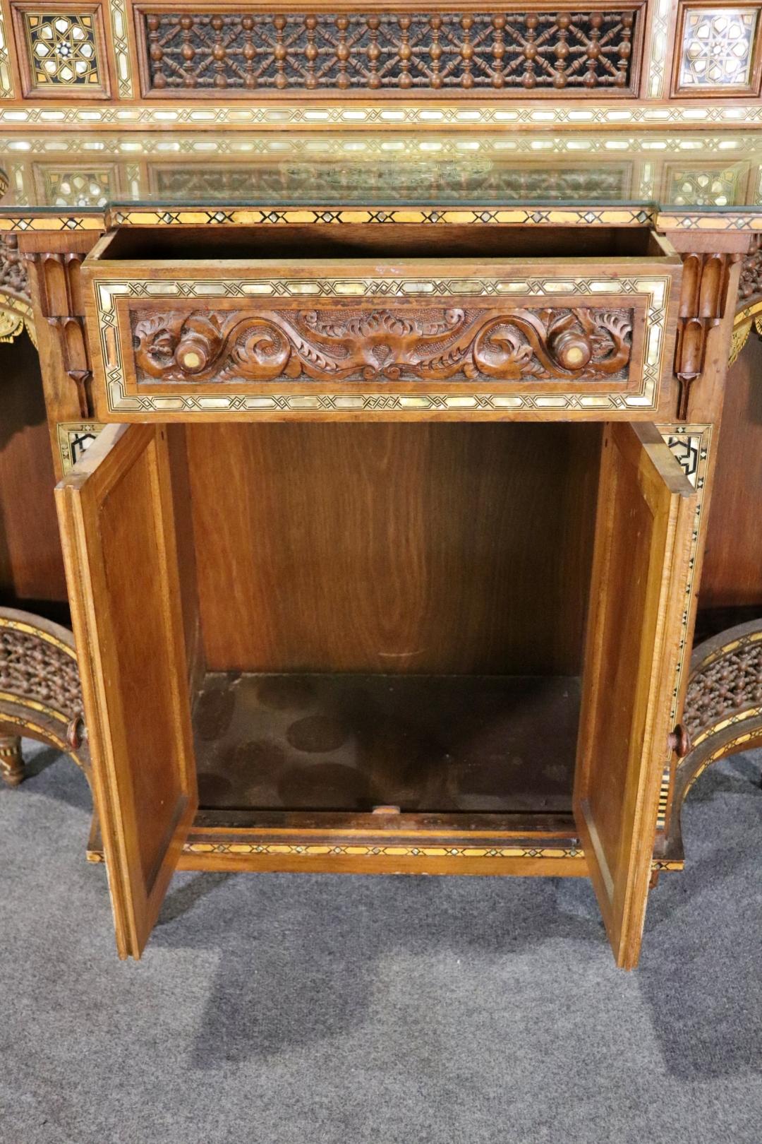 Extremely Rare Morrocan Inlaid Mirrored Vitrine Bookcase Circa 1890