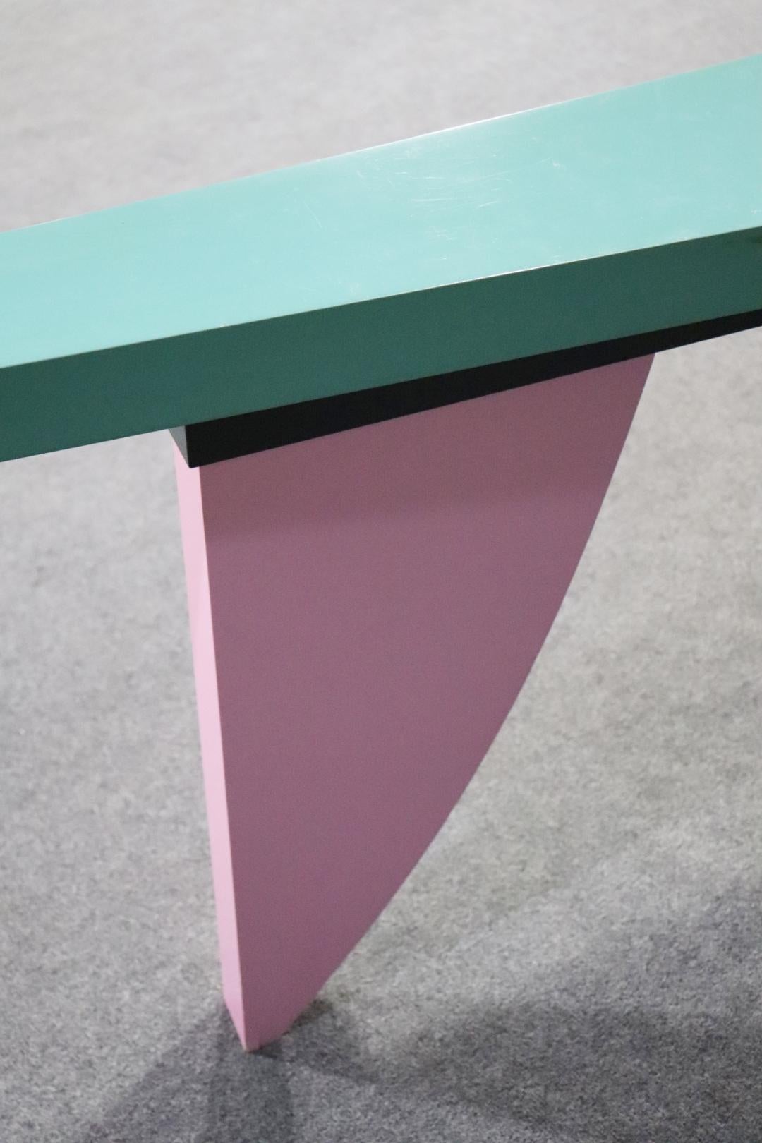 Memphis Style Polychromed painted Console Table Attributed to Peter Shire