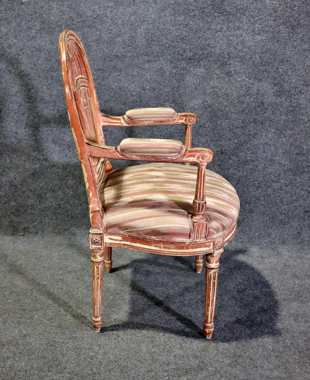 Fantastic Shabby Distressted Multicolored Maison Jansen Style Armchair