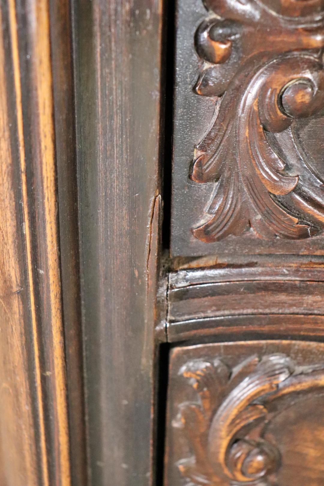 Sensational Portuguese Style Carved Walnut and Brass Commode Chest of Drawers