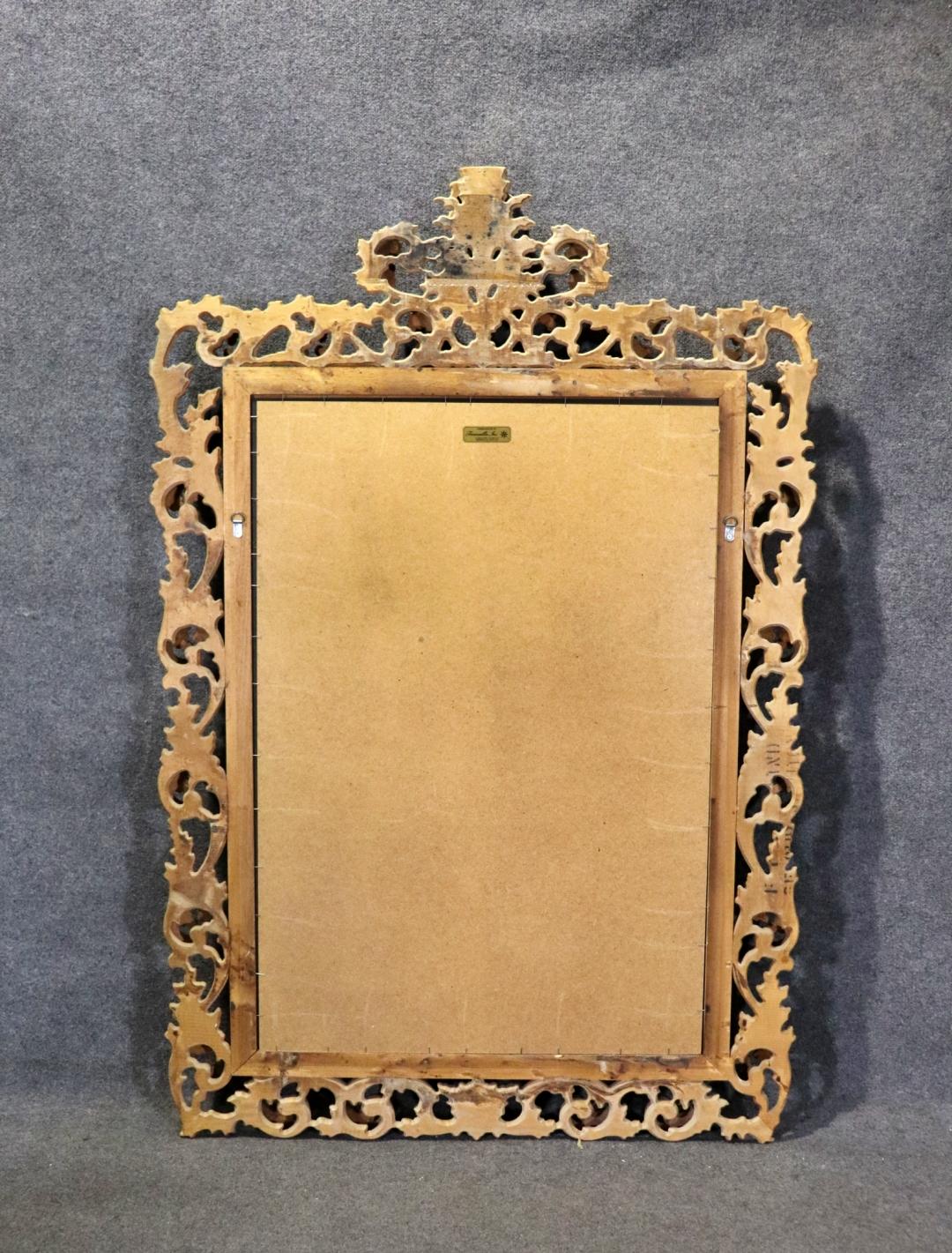 Gorgeous 6ft Tall Carved Beech Italian Rococo Mirror with Full Relief Leaves