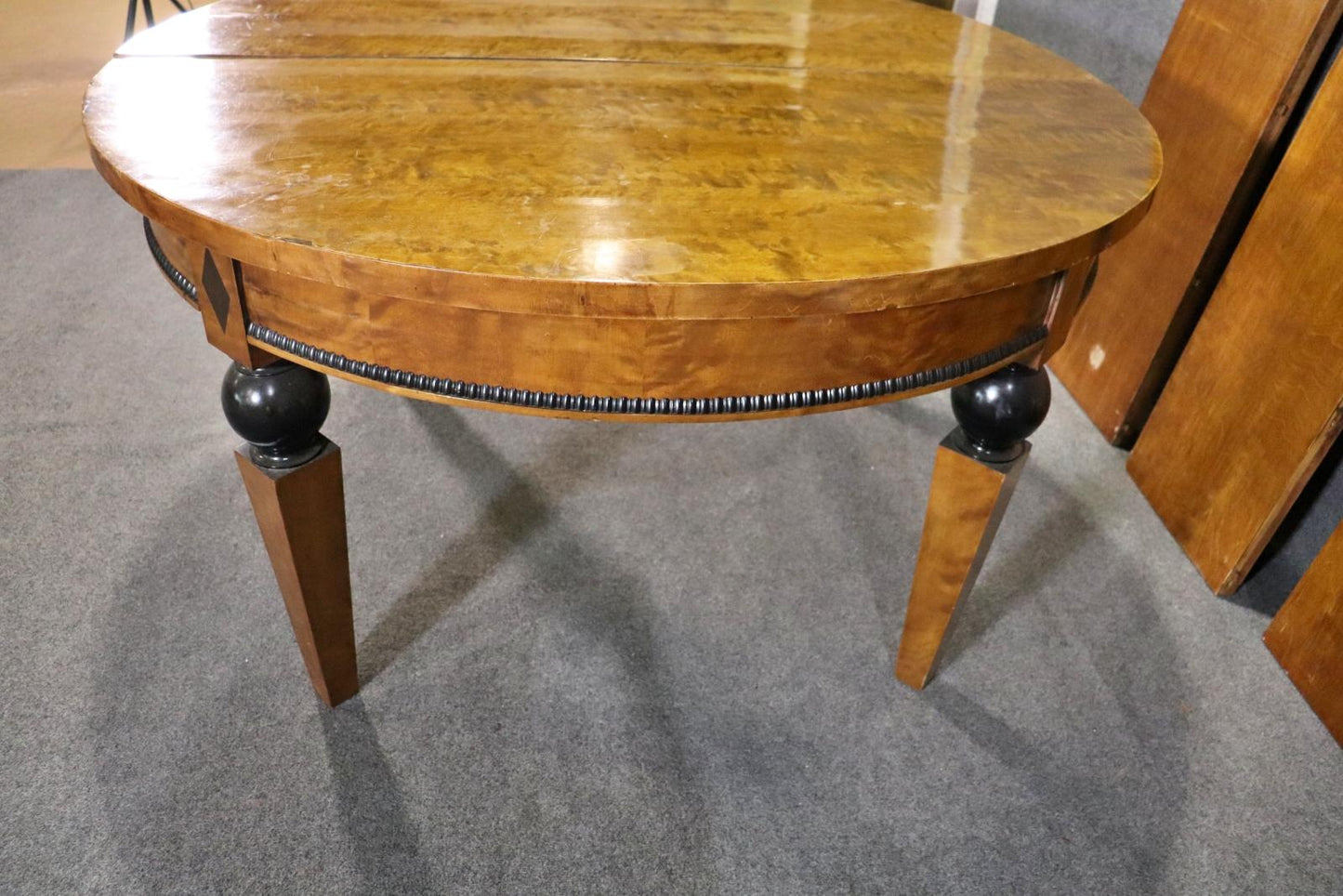 Gorgeous Rare 19th Century Large Biedermeier Dining Table with Four Leaves