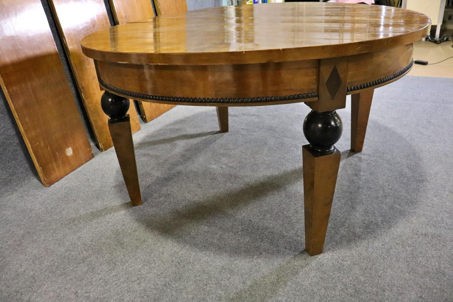 Gorgeous Rare 19th Century Large Biedermeier Dining Table with Four Leaves