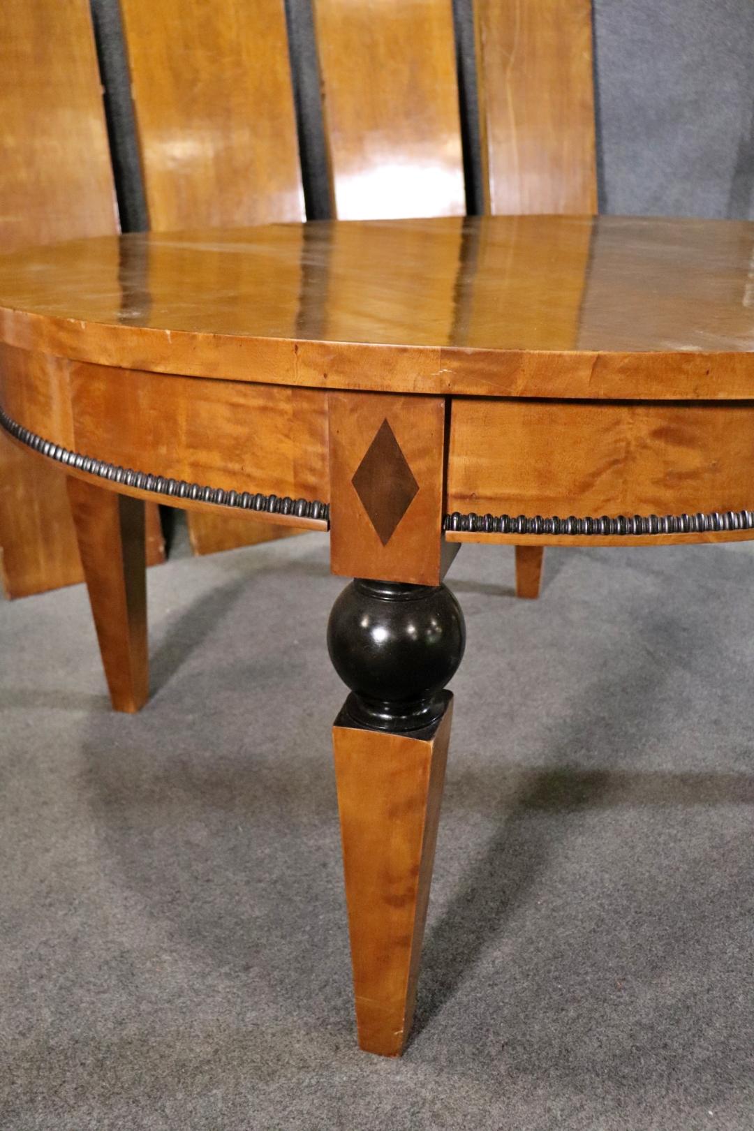 Gorgeous Rare 19th Century Large Biedermeier Dining Table with Four Leaves