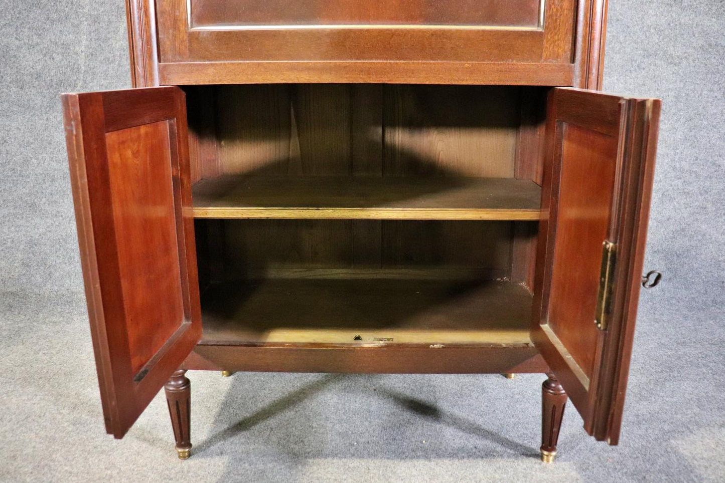 Directoire Style Mahogany and Brass secretary Aabatant Leather Desk Surface