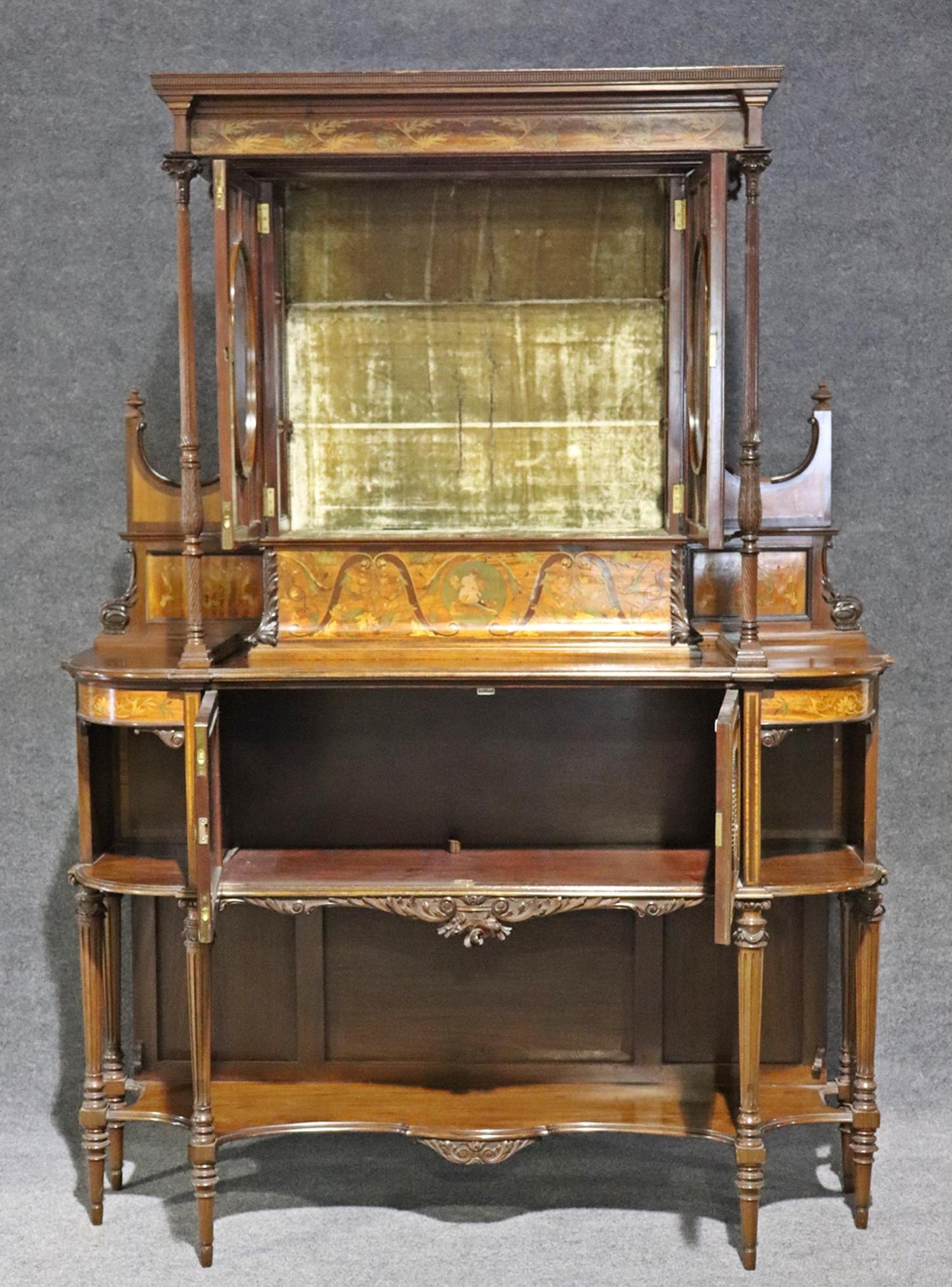 Outstanding Inlaid Edwardian China Cabinet or Vitrine Attr. Edwards and Roberts