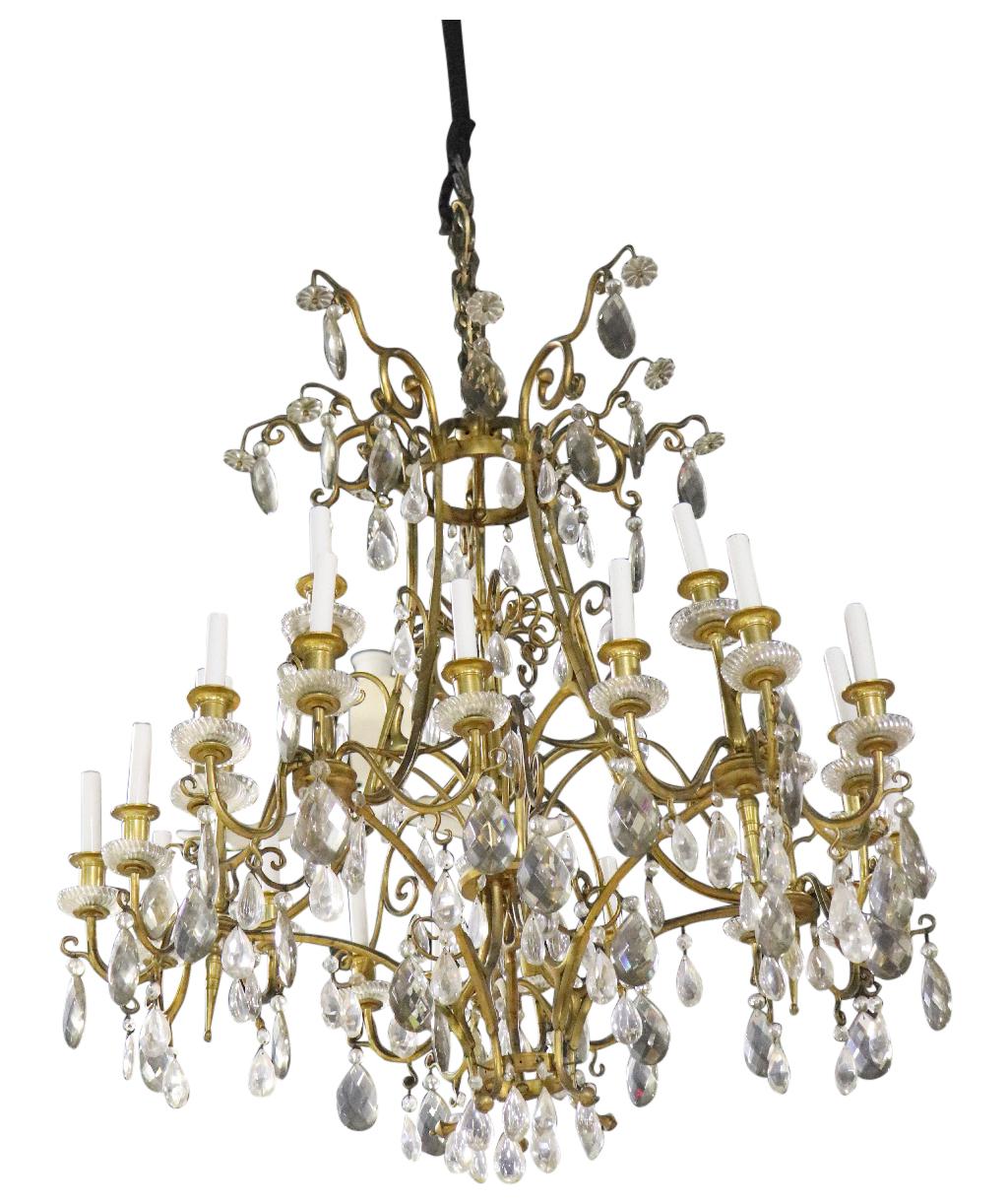 Fantastic Russian Neoclassical Dore' Gilt Rock Crystal and Crystal Chandelier