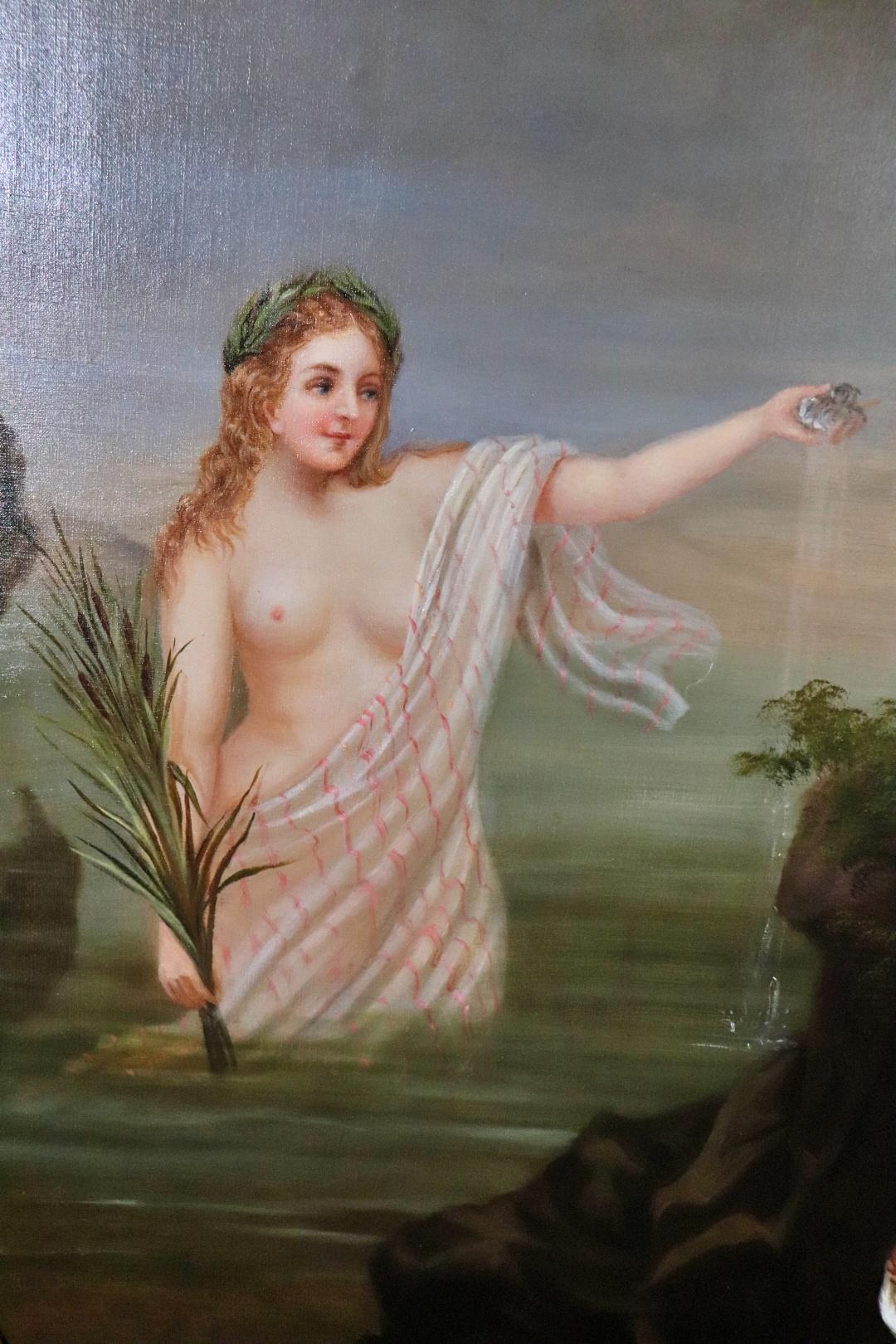 19th C Allegorical Painting "Burning the Love Letters"