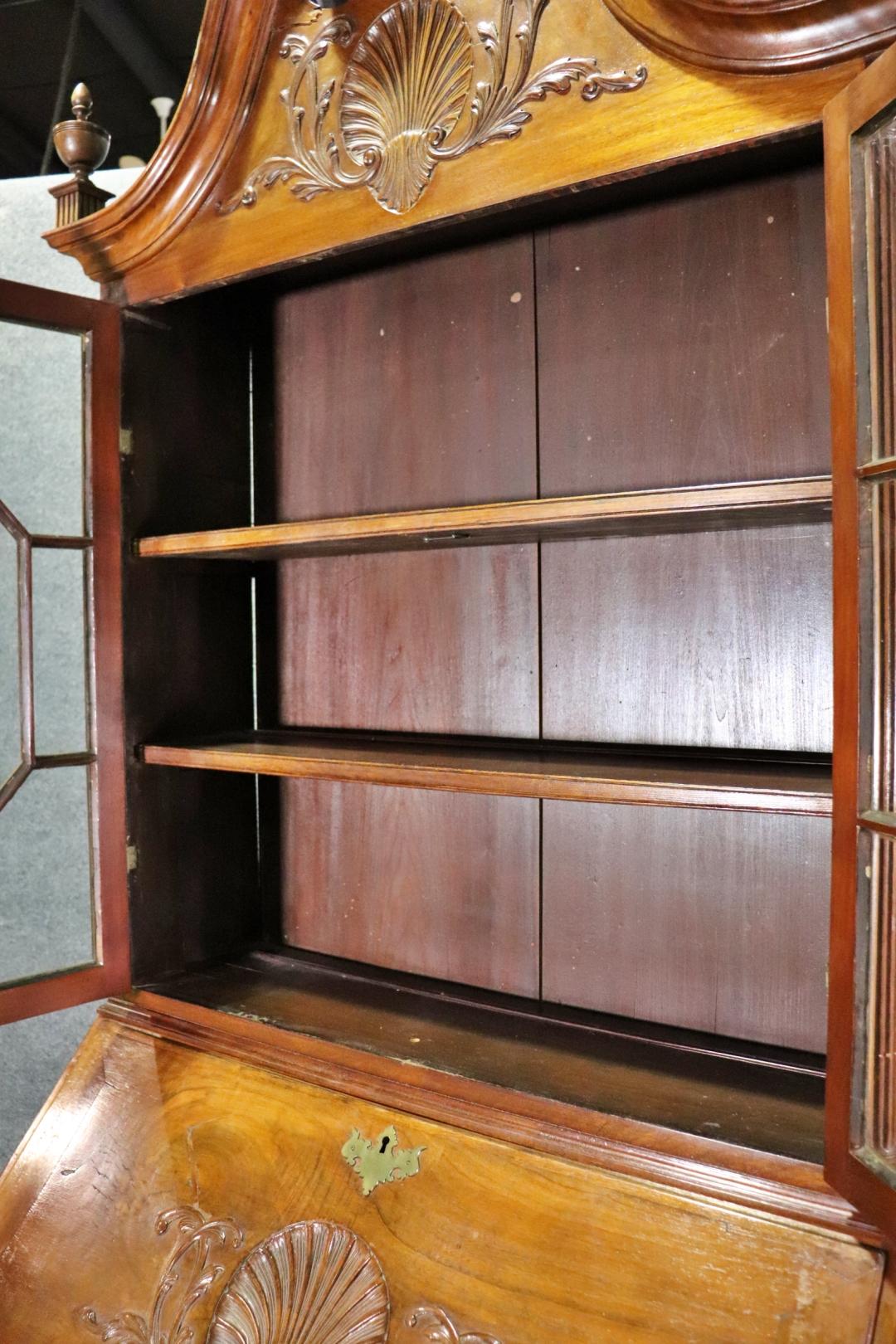 Fantastic American Centennial Solid Walnut Philadelphia Carved Secretary Desk