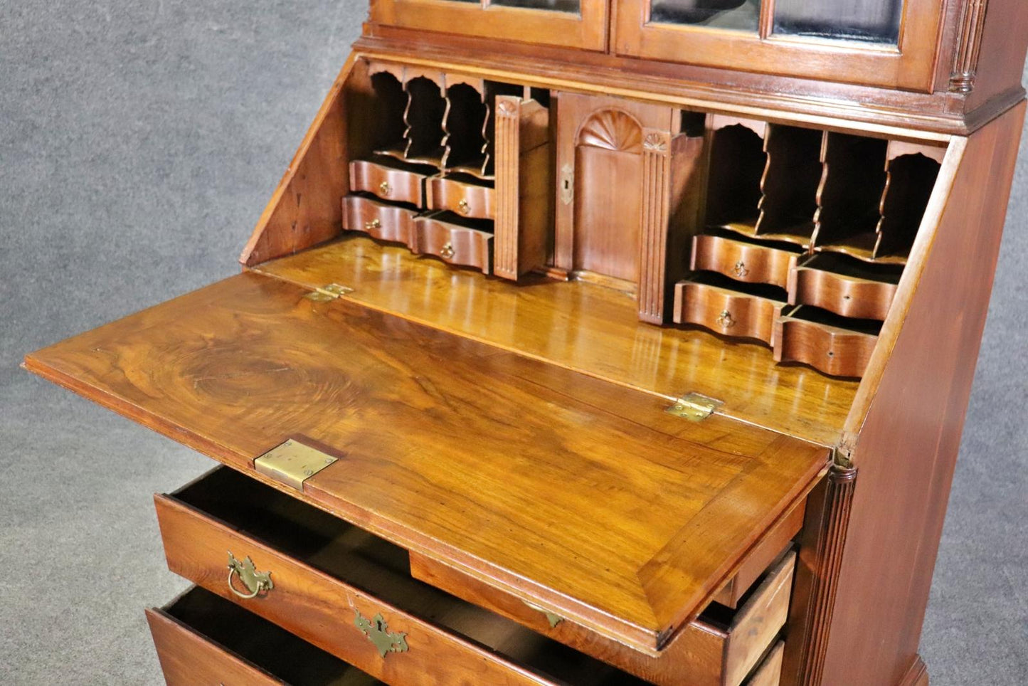 Fantastic American Centennial Solid Walnut Philadelphia Carved Secretary Desk